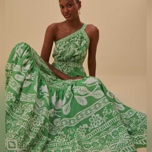 FARM Rio Sweet Garden Green Maxi Dress, Size Large